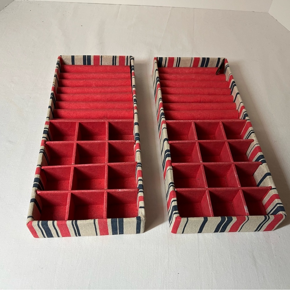 Striped Jewelry Organizer Tray Navy and Red